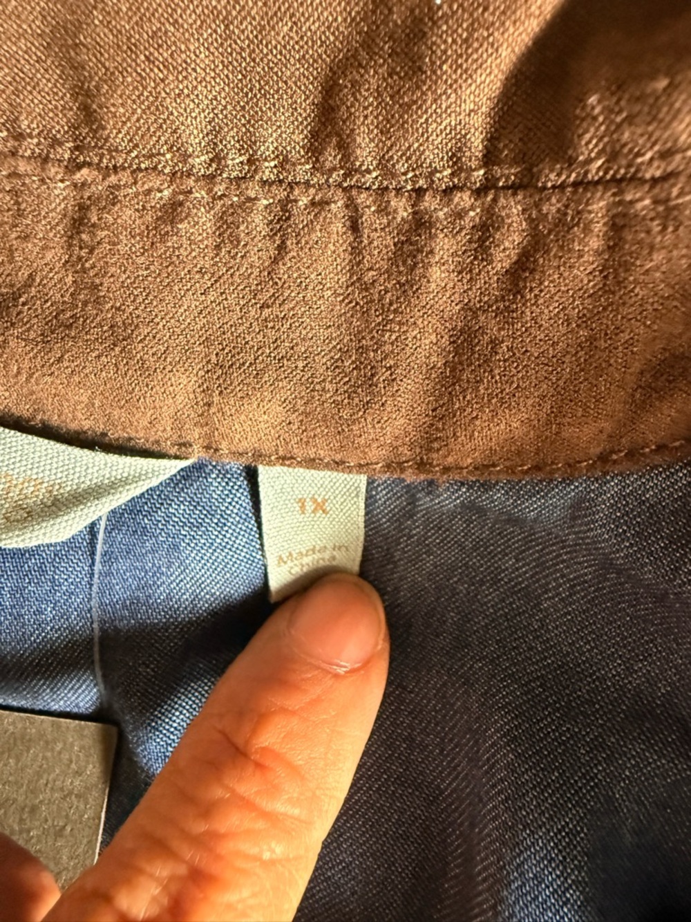 Soft Surroundings Blue Dress with Brown Trim - Picture 11 of 12